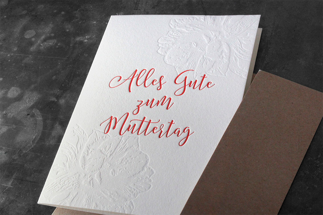 Schondruck Letterpress Muttertagskarte Mit Pragedruck Letterpress