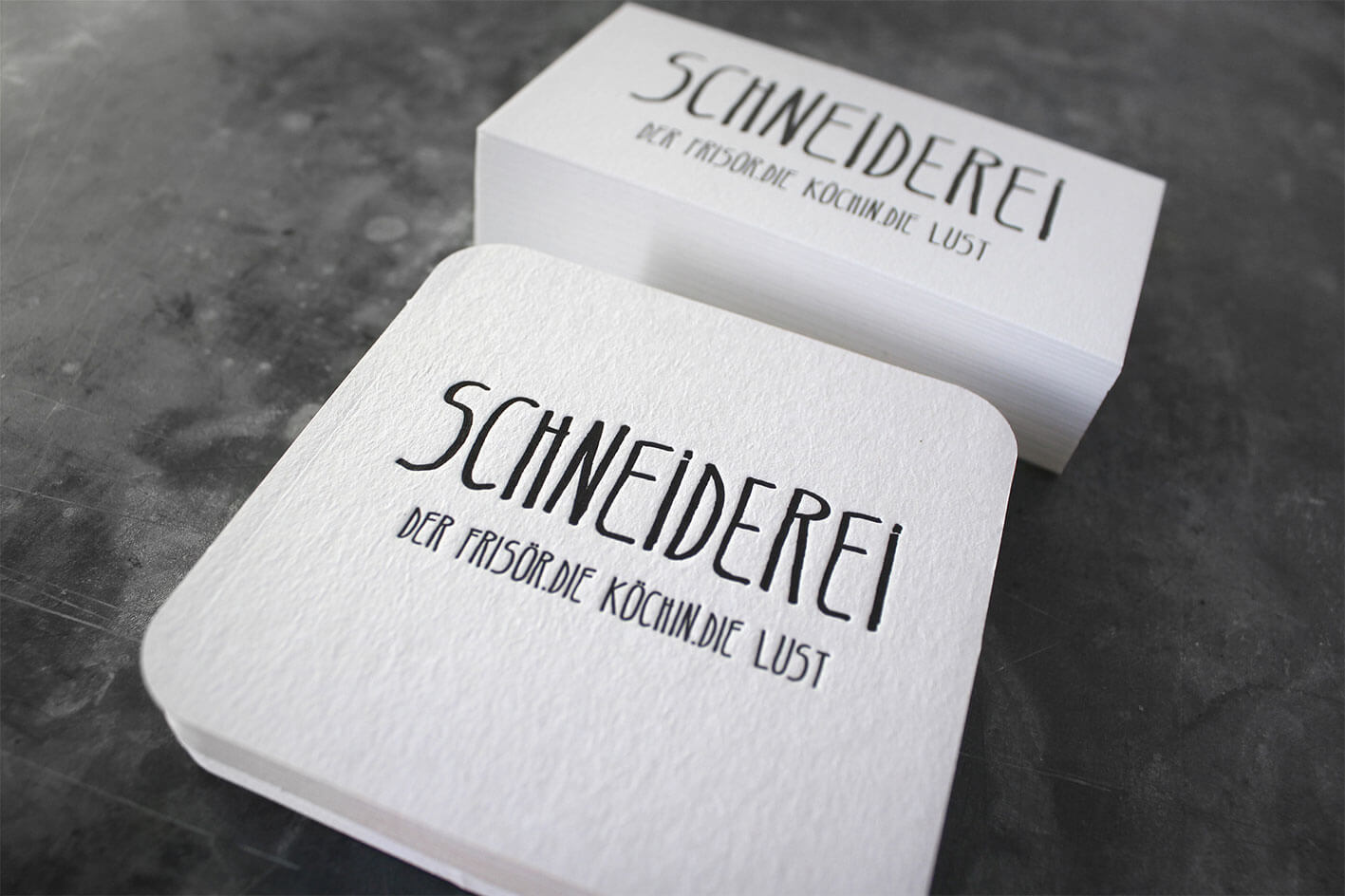 Bierdeckel Visitenkarten Letterpress Buchdruck Baumwollkarton Coaster