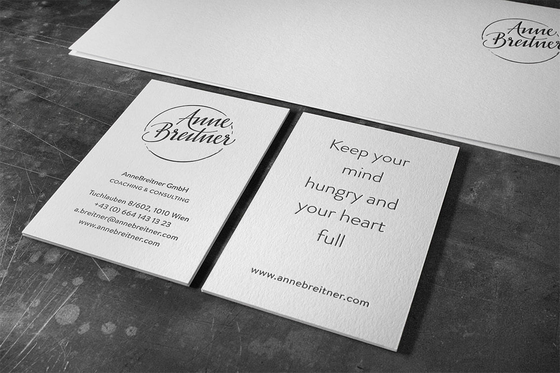 Letterpress Buchdruck Visitenkarten Compliment Card Wien Colorplan