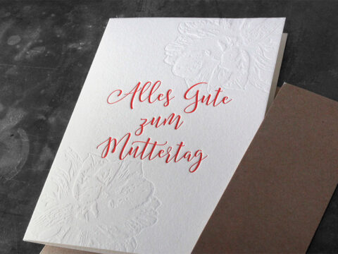 Muttertagskarte Letterpress Buchdruck Baumwollpapier Muttertag