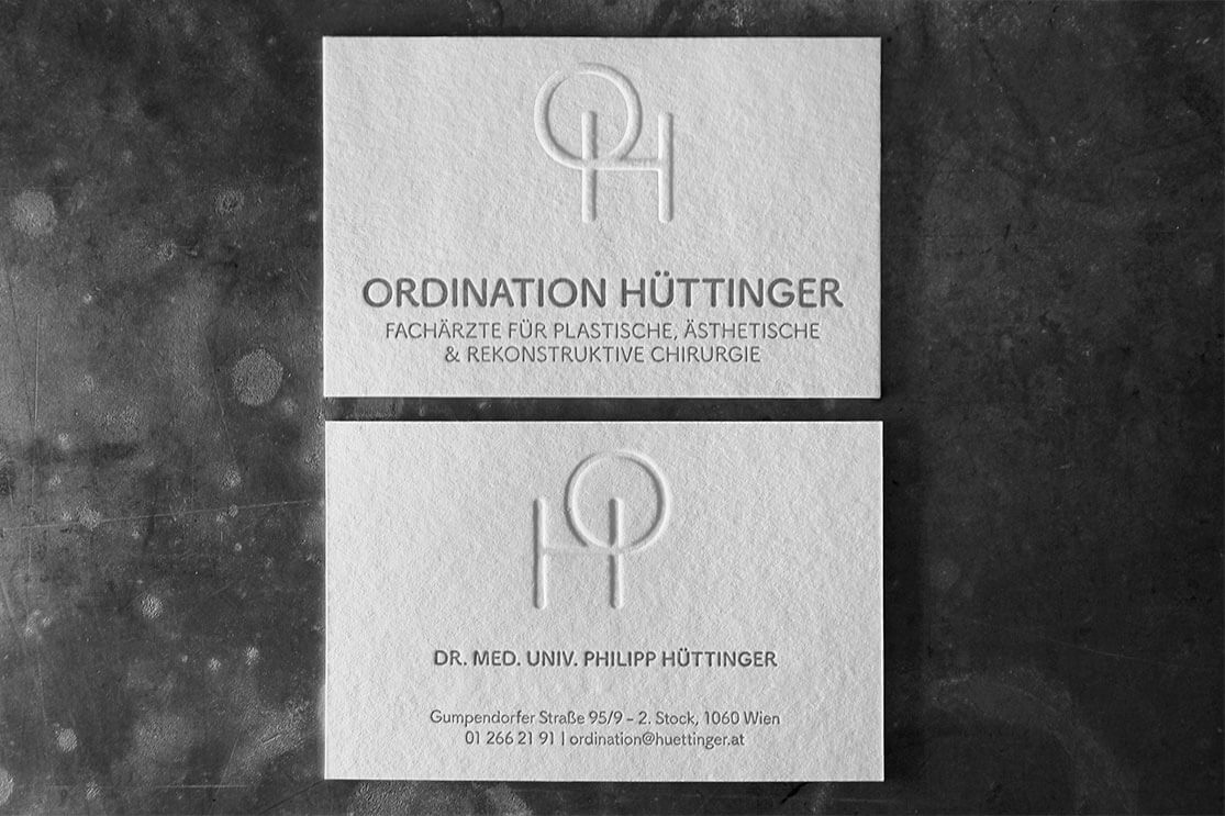 Visitenkarten Letterpress Business Cards hochwertig außergewöhnlich Wien Blindprägung ausgefallen