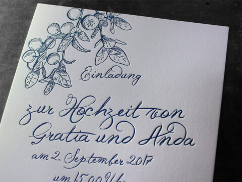 Letterpress Buchdruck Prägedruck Baumwollpapier Tiefprägung Heidelberger Tiegel Wien Hochzeit Vermählung Heirat Einladung Hochzeitseinladung heiraten Manufaktur exklusiv außergewöhnlich besonders hochwertig ausgefallen