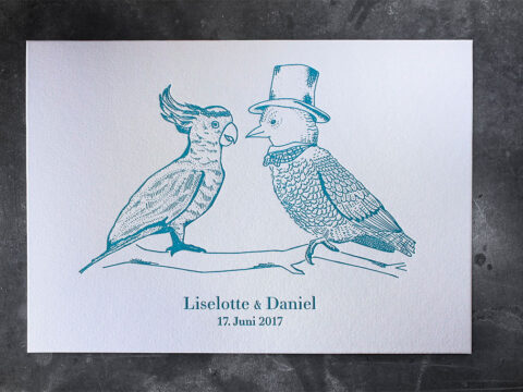 Letterpress Einladung Hochzeit Hochzeitseinladung handdrawn Zeichnung Tiefprägung Billet Klappkarte hochwertig